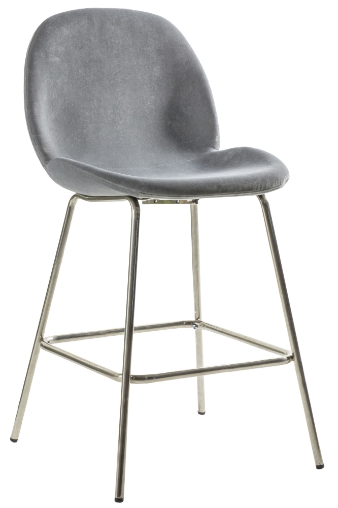 Product photograph of Flanagan Velvet Barstool Sold In Pairs - Comes In Light Grey Black And Dark Grey Options from Choice Furniture Superstore.