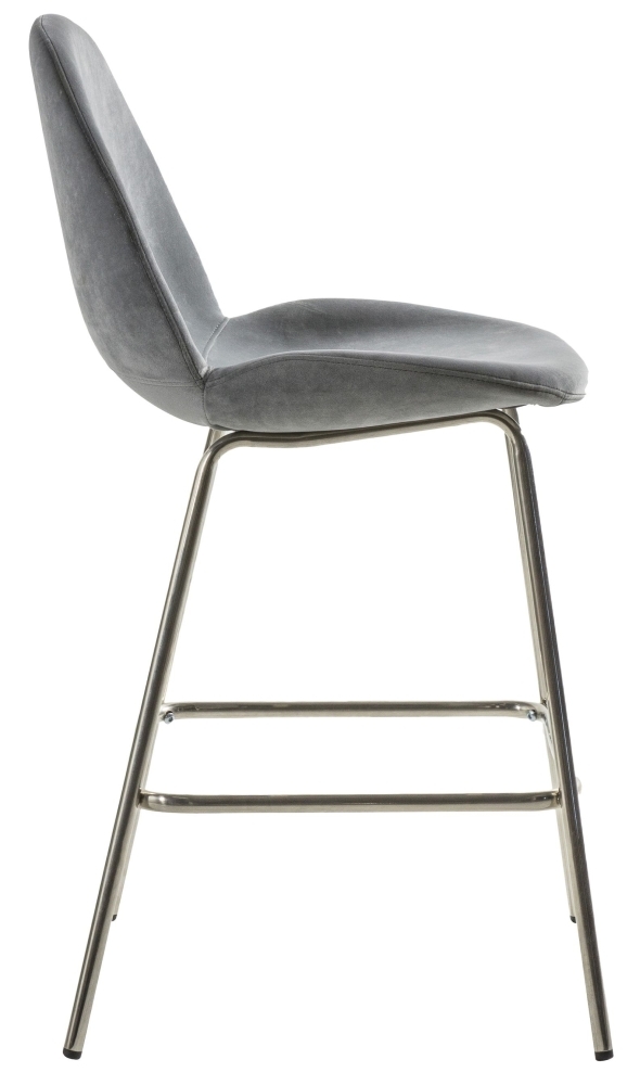 Product photograph of Flanagan Velvet Barstool Sold In Pairs - Comes In Light Grey Black And Dark Grey Options from Choice Furniture Superstore.