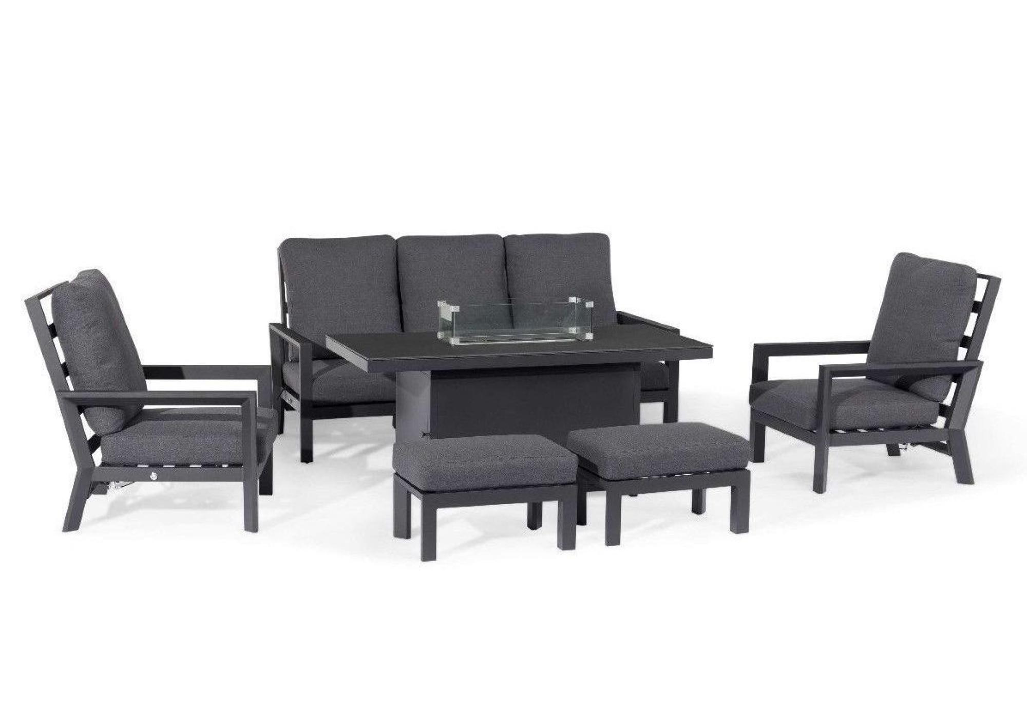 Product photograph of Maze Manhattan Reclining 3 Seat Sofa Set With Fire Pit Table And Footstools from Choice Furniture Superstore.