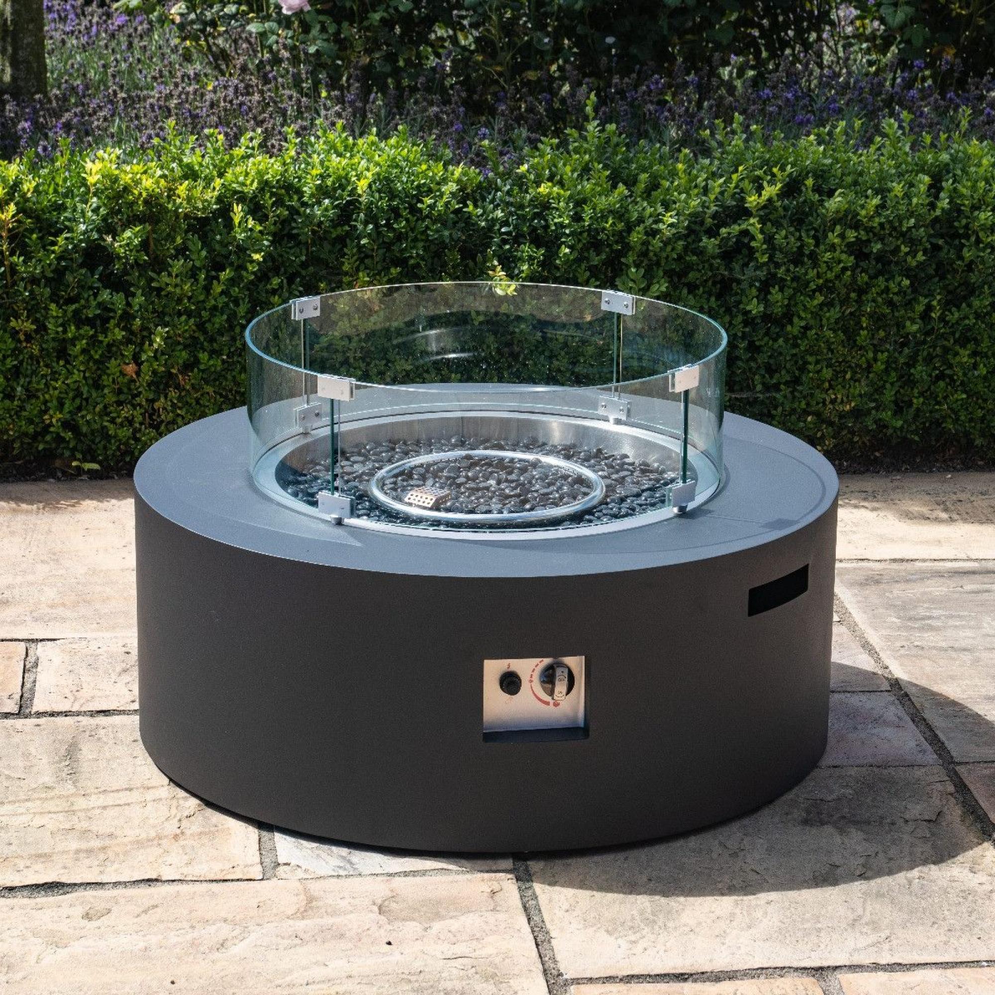 Product photograph of Maze Lounge Charcoal Round Gas Fire Pit from Choice Furniture Superstore.