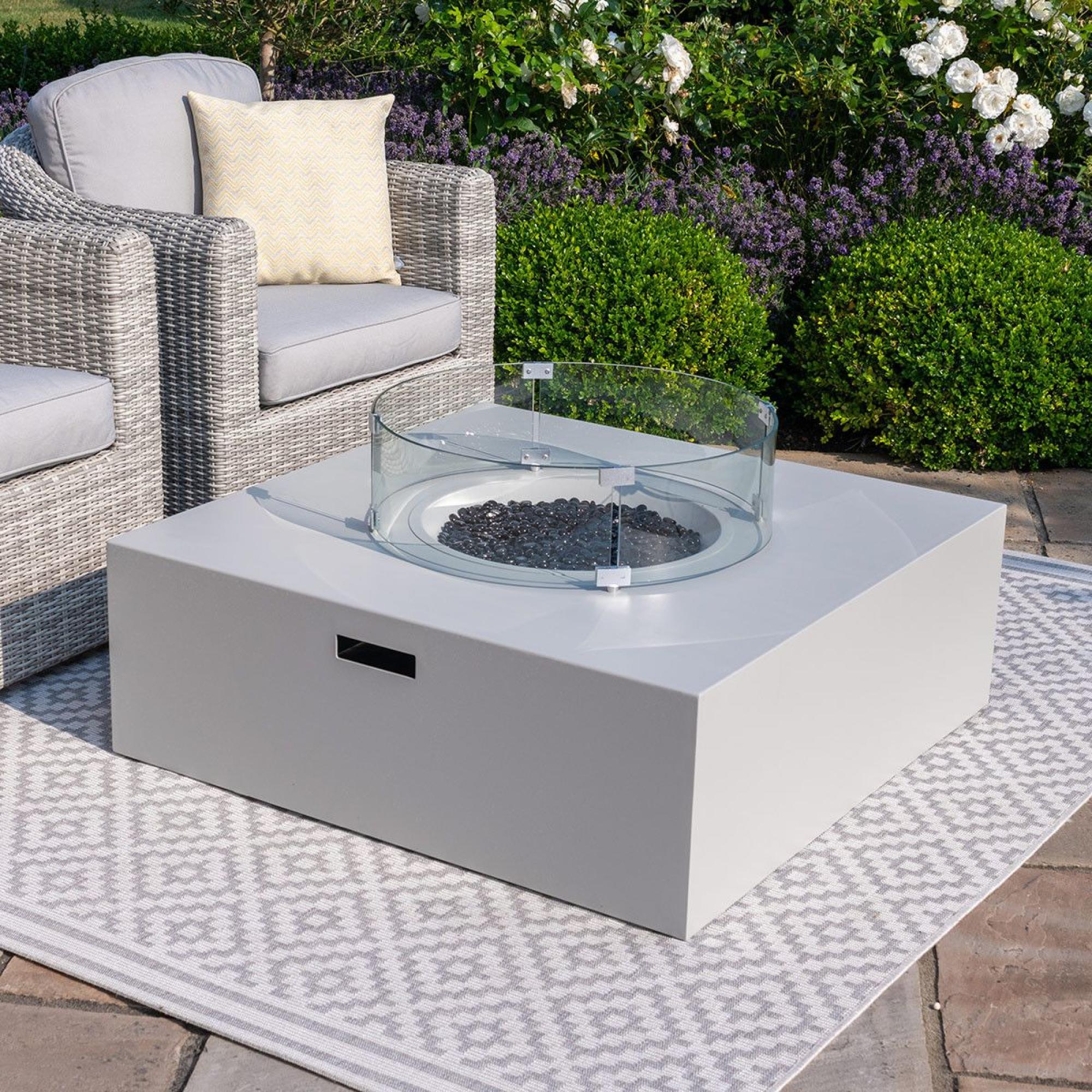 Product photograph of Maze Lounge White Pebble Square Gas Fire Pit from Choice Furniture Superstore.