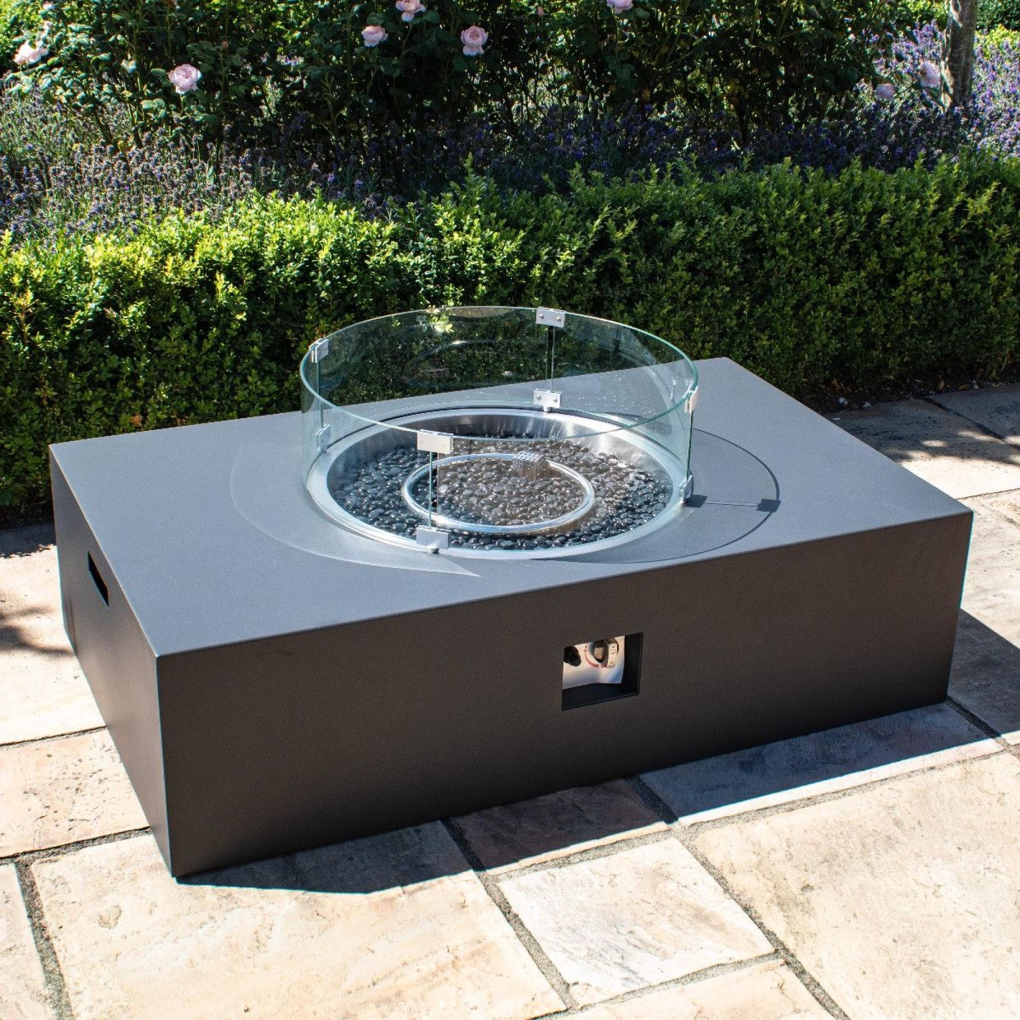 Product photograph of Maze Lounge Charcoal Rectangular Gas Fire Pit from Choice Furniture Superstore.