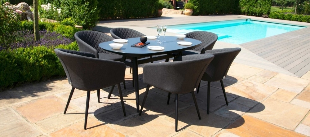 Product photograph of Maze Lounge Outdoor Ambition Fabric 6 Seat Oval Dining Set from Choice Furniture Superstore.