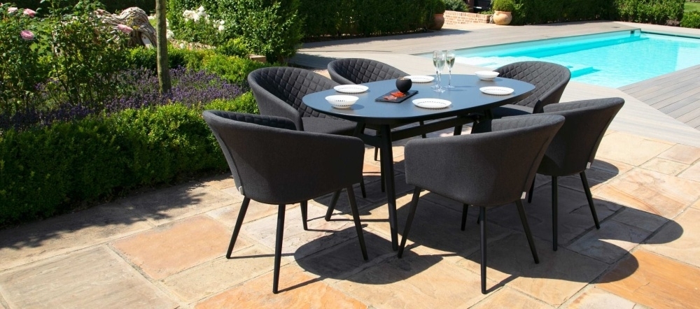 Product photograph of Maze Lounge Outdoor Ambition Fabric 6 Seat Oval Dining Set from Choice Furniture Superstore.