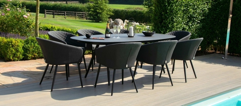 Product photograph of Maze Lounge Outdoor Ambition Fabric 8 Seat Oval Dining Set from Choice Furniture Superstore.