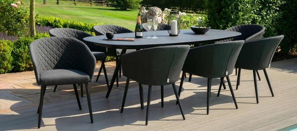 Product photograph of Maze Lounge Outdoor Ambition Fabric 8 Seat Oval Dining Set from Choice Furniture Superstore.