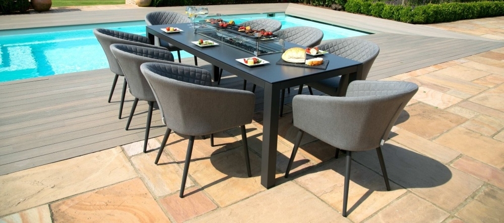 Product photograph of Maze Lounge Outdoor Ambition Flanelle Fabric 8 Seat Rectangular Dining Set With Fire Pit Table from Choice Furniture Superstore.