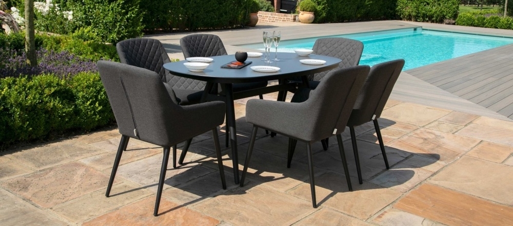 Product photograph of Maze Lounge Outdoor Zest Fabric 6 Seat Oval Dining Set from Choice Furniture Superstore.