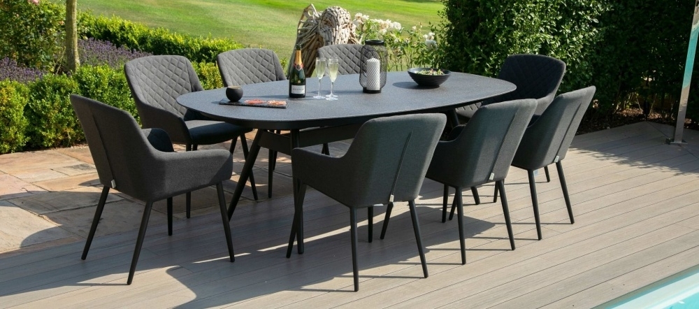 Product photograph of Maze Lounge Outdoor Zest Fabric 8 Seat Oval Dining Set from Choice Furniture Superstore.