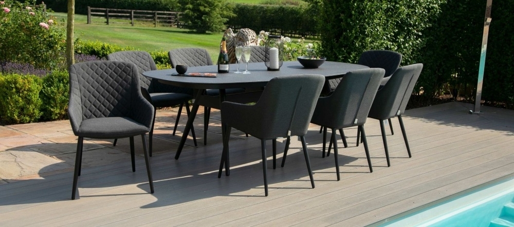 Product photograph of Maze Lounge Outdoor Zest Fabric 8 Seat Oval Dining Set from Choice Furniture Superstore.