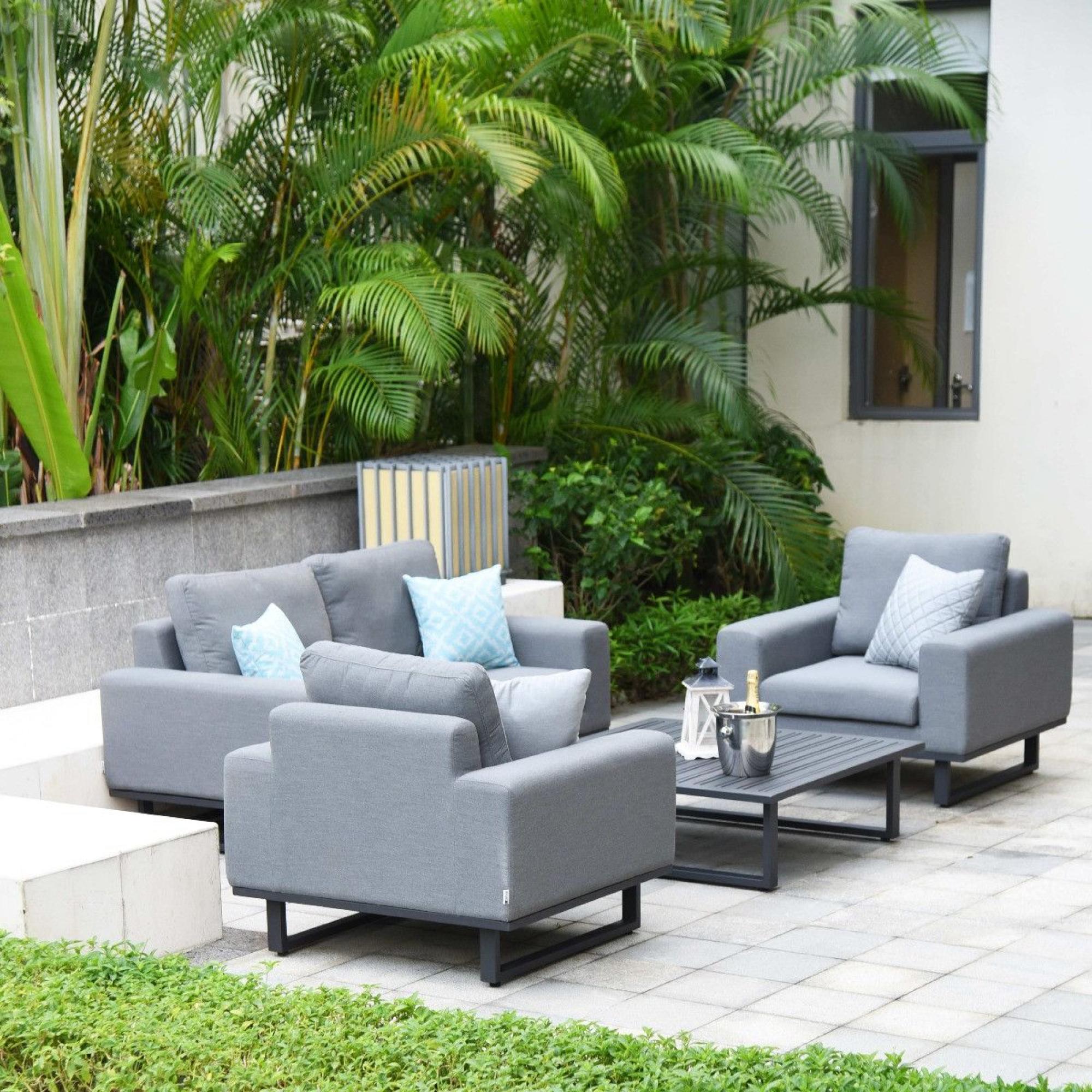 Product photograph of Maze Lounge Outdoor Ethos Flanelle Fabric 2 Seat Sofa Set With Coffee Table from Choice Furniture Superstore.