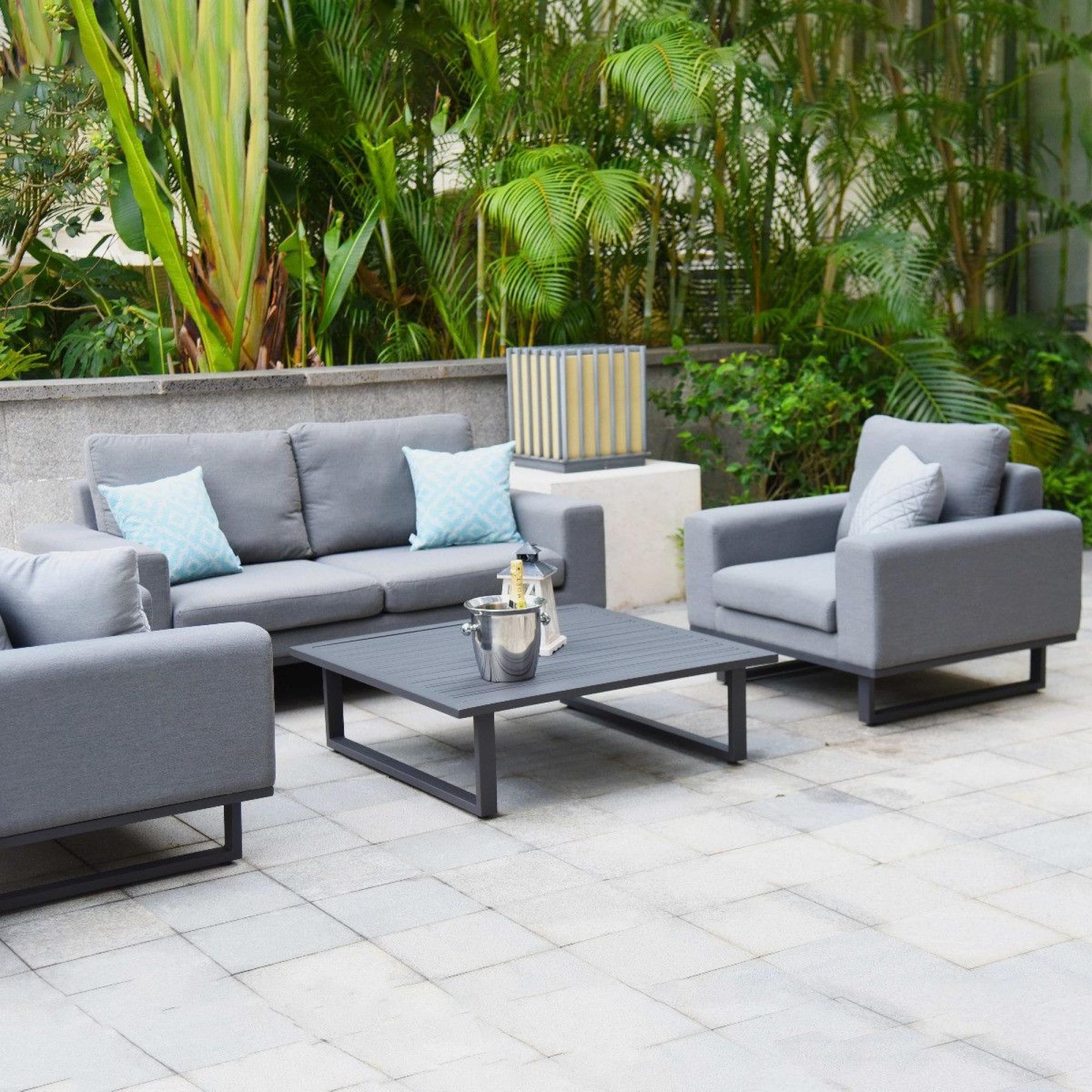 Product photograph of Maze Lounge Outdoor Ethos Flanelle Fabric 2 Seat Sofa Set With Coffee Table from Choice Furniture Superstore.