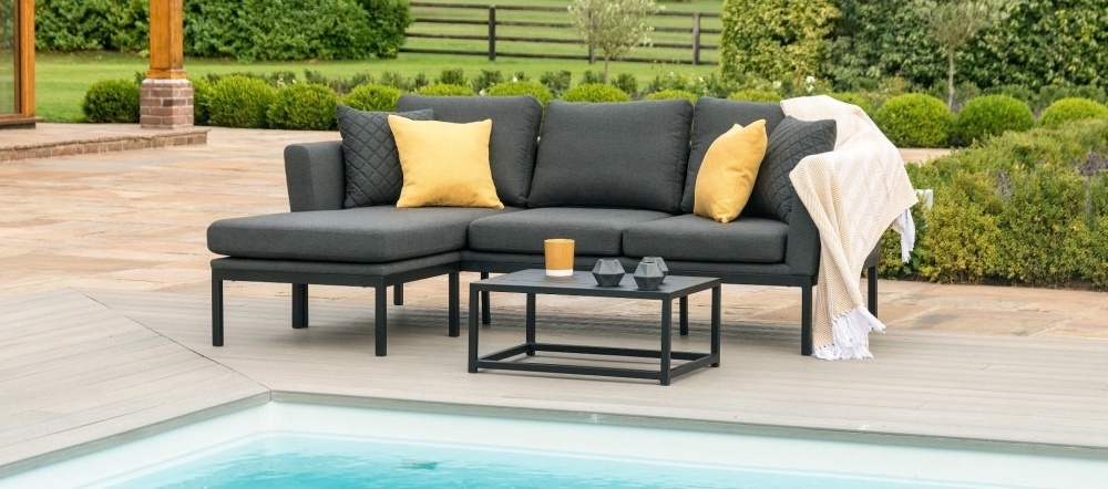 Product photograph of Maze Lounge Outdoor Pulse Charcoal Fabric Chaise Sofa Set from Choice Furniture Superstore.