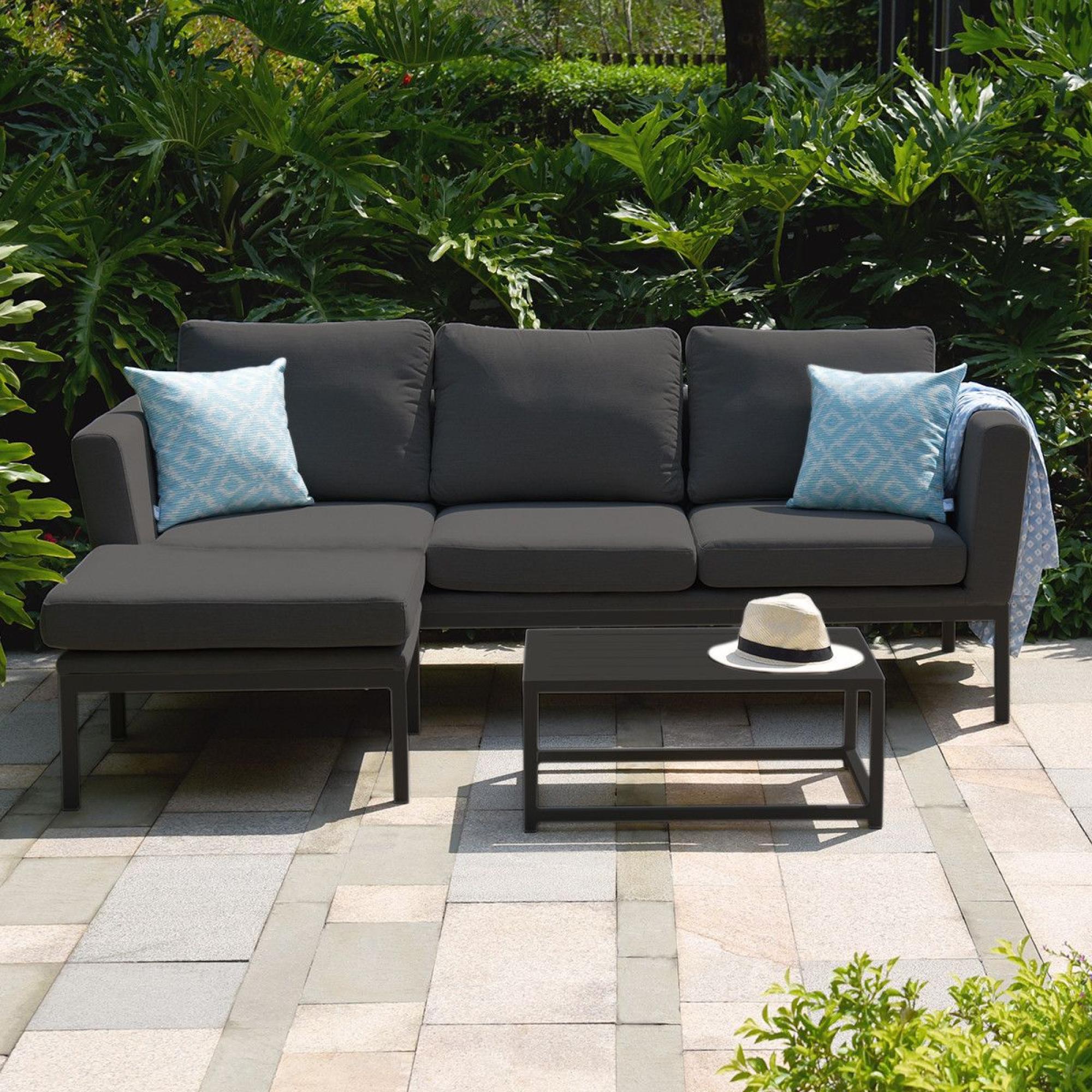 Product photograph of Maze Lounge Outdoor Pulse Charcoal Fabric Chaise Sofa Set from Choice Furniture Superstore.