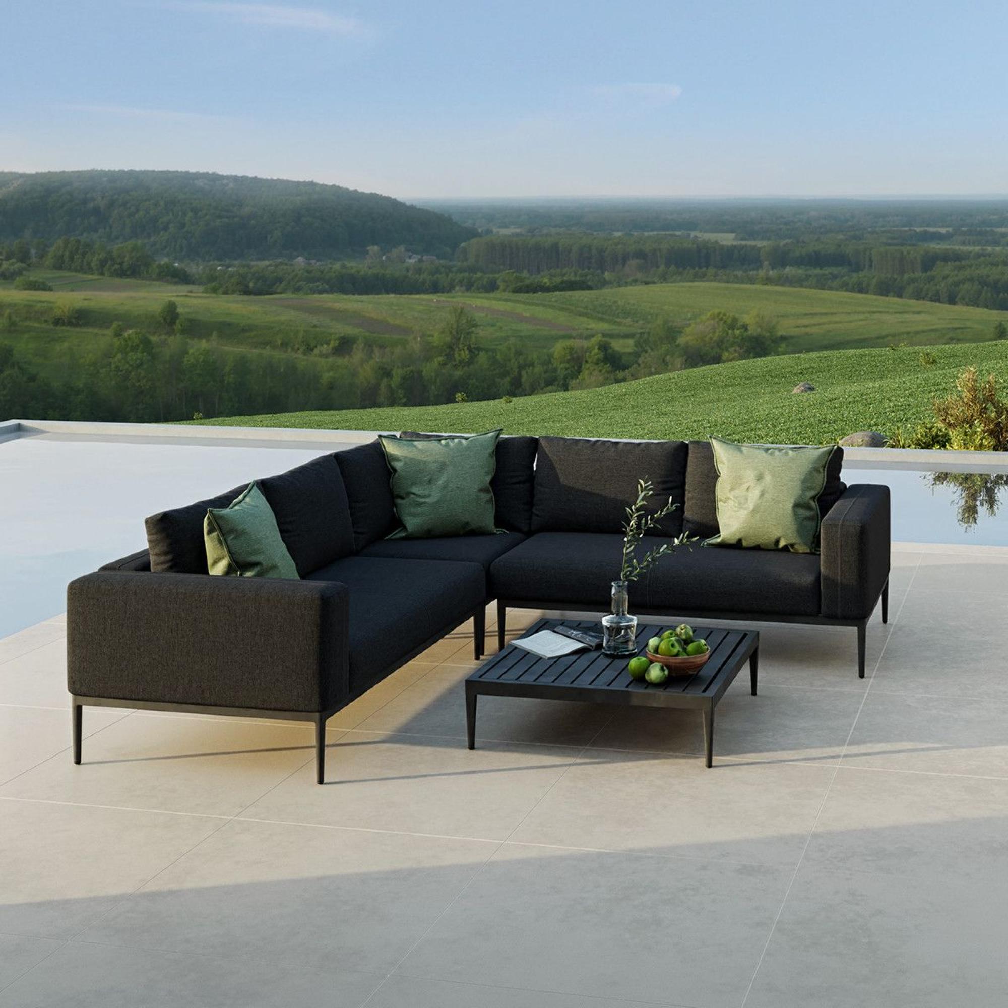 Product photograph of Maze Lounge Outdoor Eve Charcoal Fabric Corner Sofa Group from Choice Furniture Superstore.