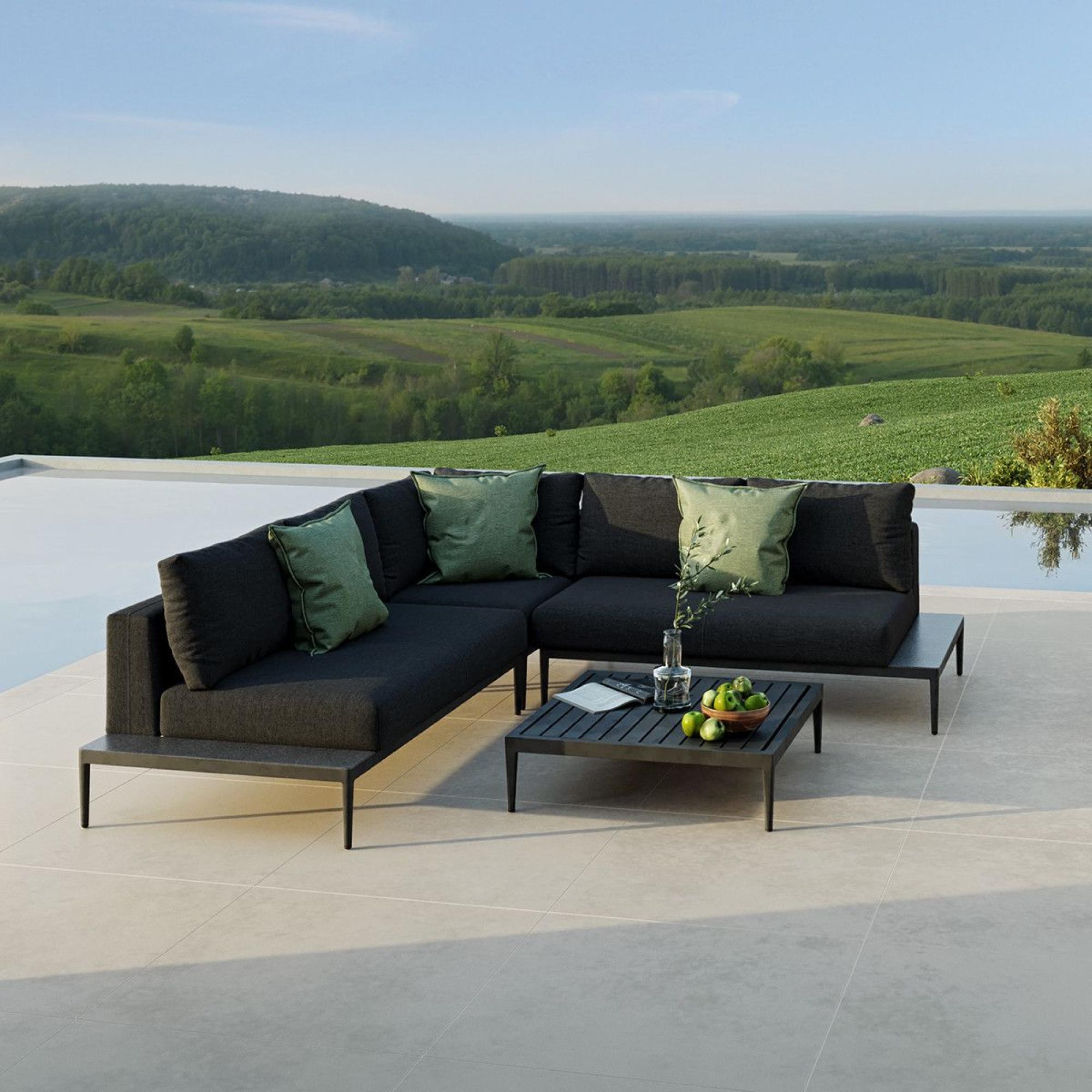 Product photograph of Maze Lounge Outdoor Eve Charcoal Fabric Corner Sofa Group from Choice Furniture Superstore.