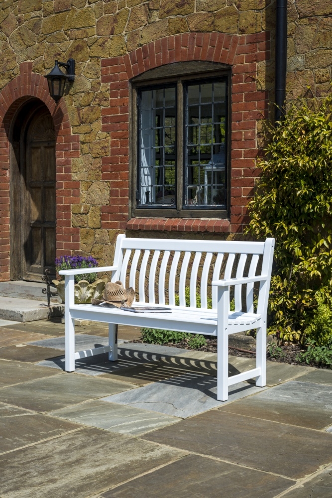 Product photograph of Alexander Rose New England White Painted Broadfield Bench 4ft from Choice Furniture Superstore.