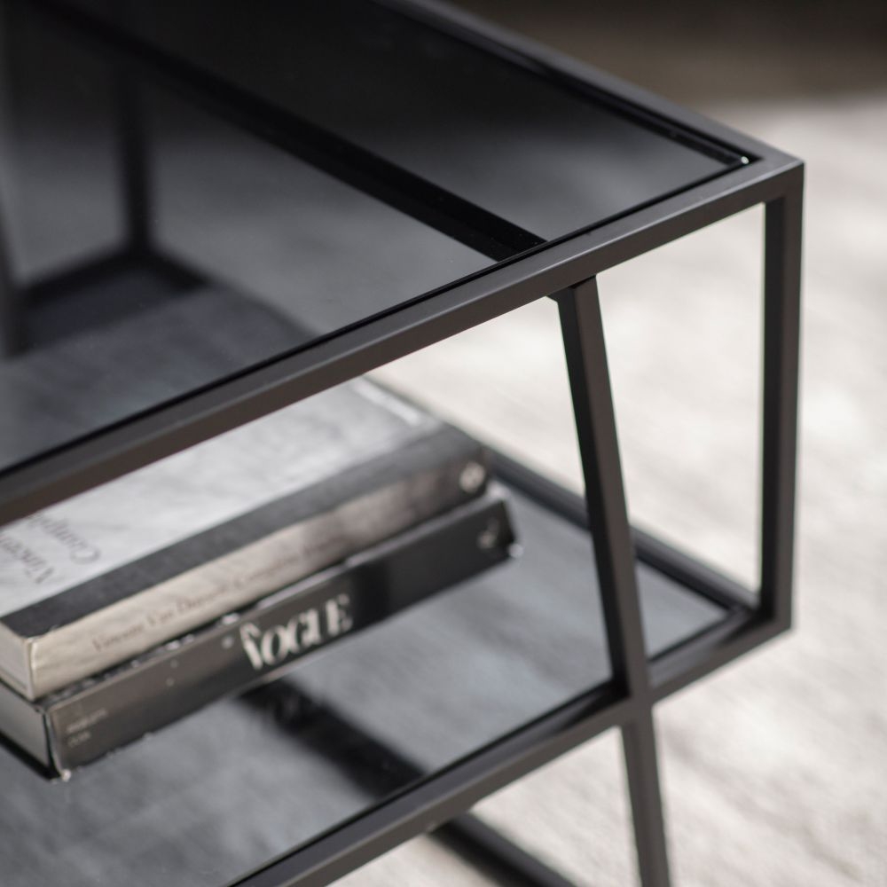 Product photograph of Pollard Black And Glass Coffee Table from Choice Furniture Superstore.