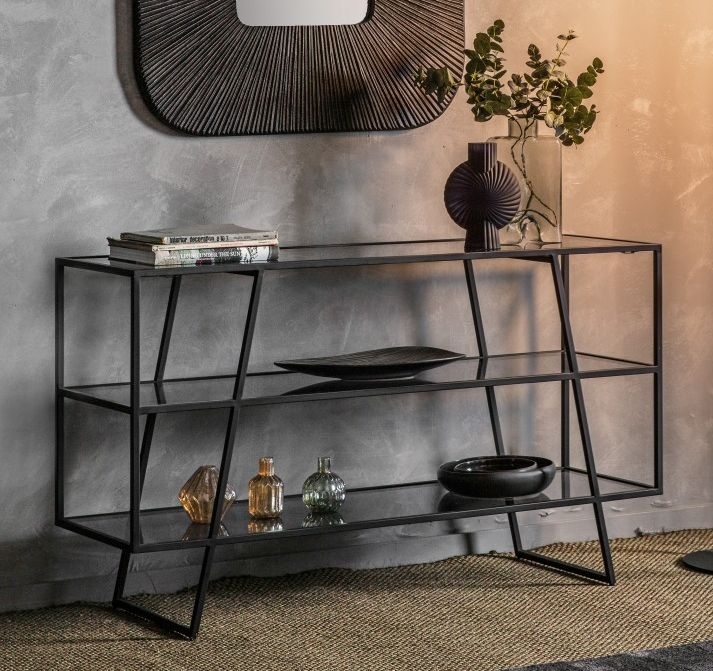 Product photograph of Pollard Black And Glass Console Table from Choice Furniture Superstore.