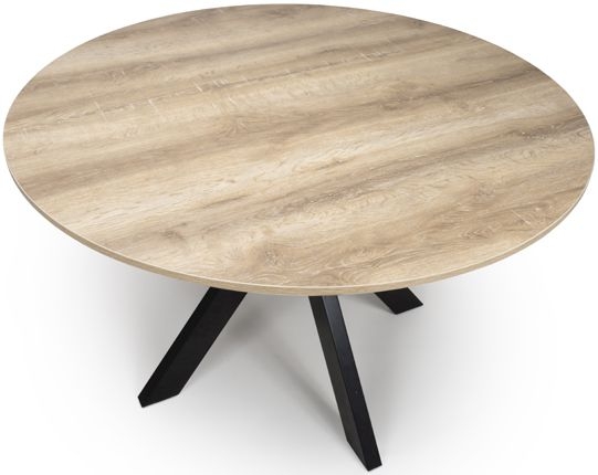 Product photograph of Manhattan Oak 4 Seater Round Dining Table With Black Spider Legs Base from Choice Furniture Superstore.