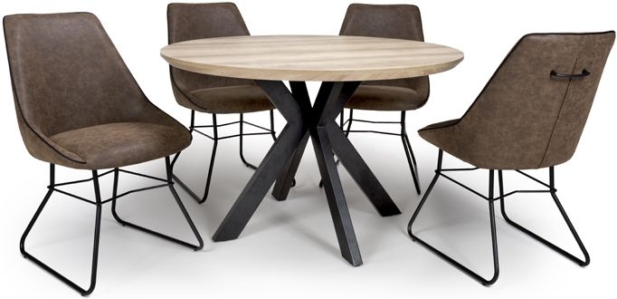 Product photograph of Manhattan Oak 4 Seater Round Dining Table With Black Spider Legs Base from Choice Furniture Superstore.