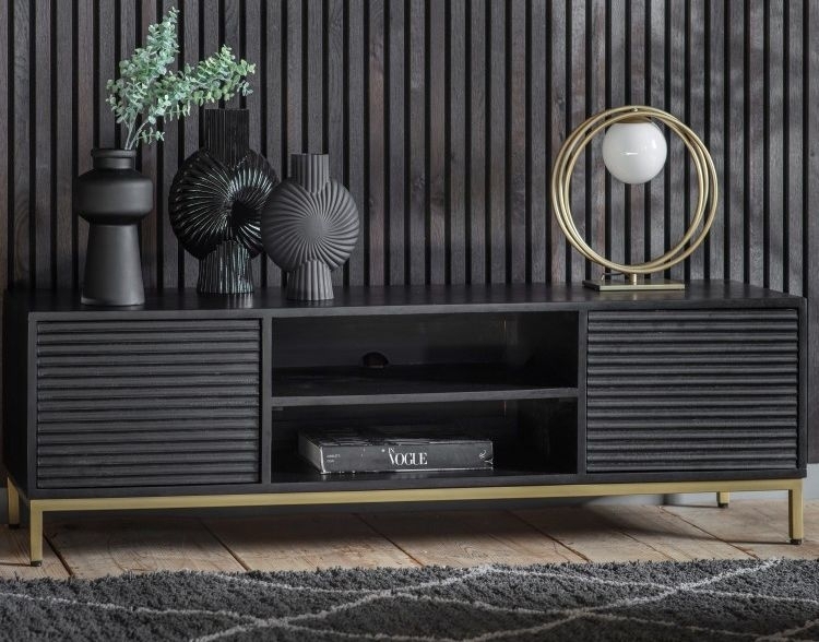 Product photograph of Ripple Mango Wood Media Unit from Choice Furniture Superstore.
