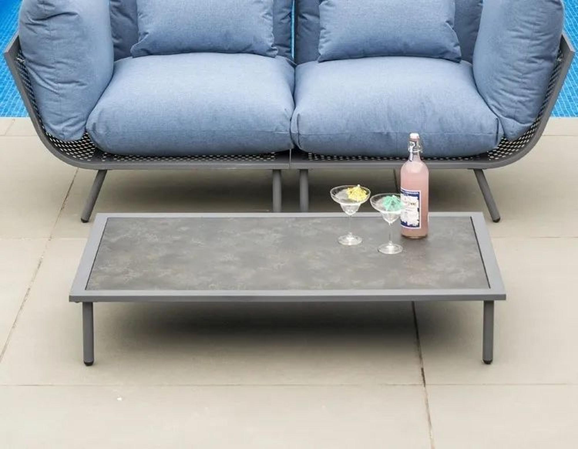 Product photograph of Alexander Rose Beach Lounge Flint Coffee Table With Aluminium Pebble Top from Choice Furniture Superstore.