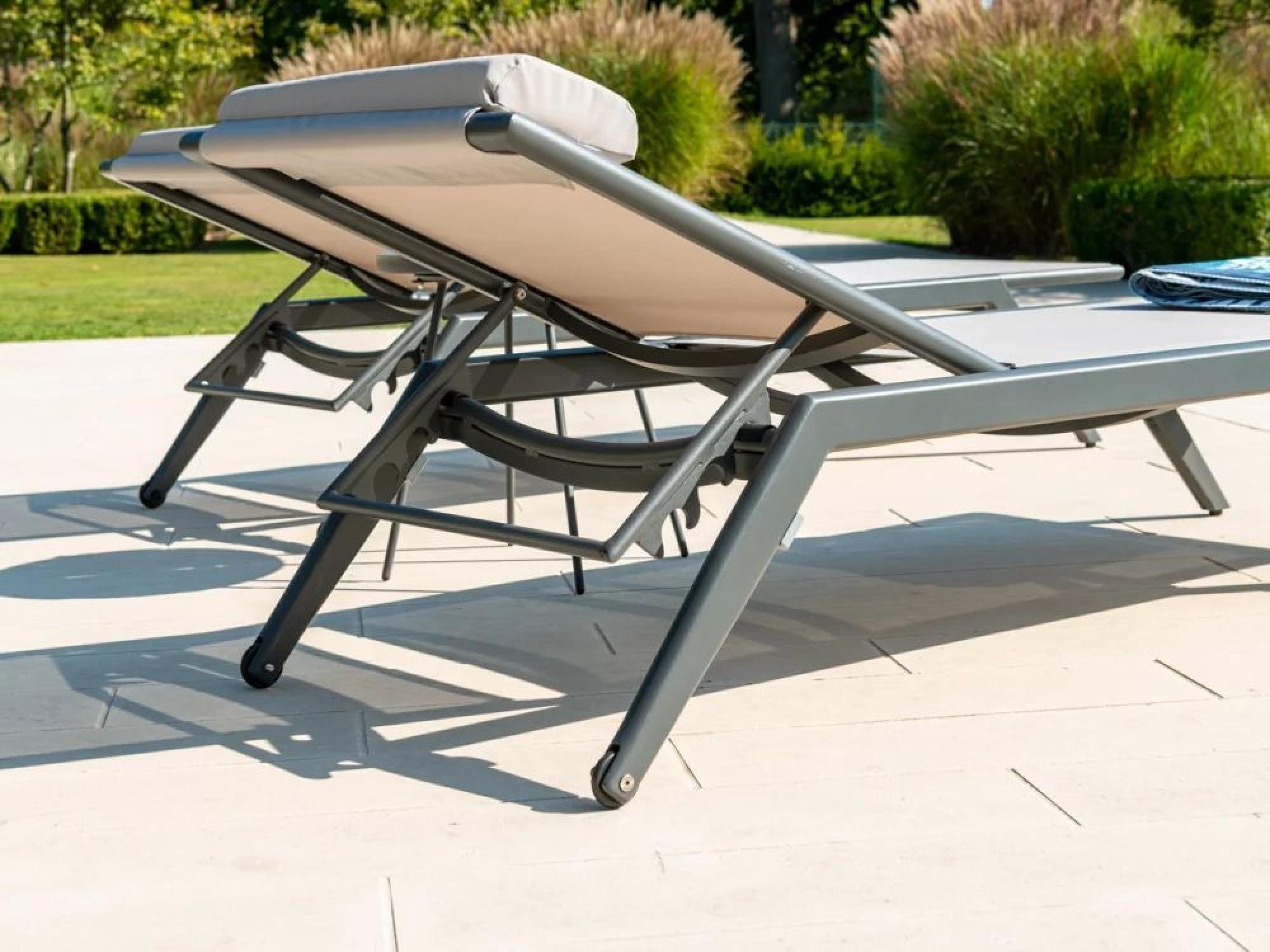 Product photograph of Alexander Rose Rimini Stacking Sling Sunbed from Choice Furniture Superstore.