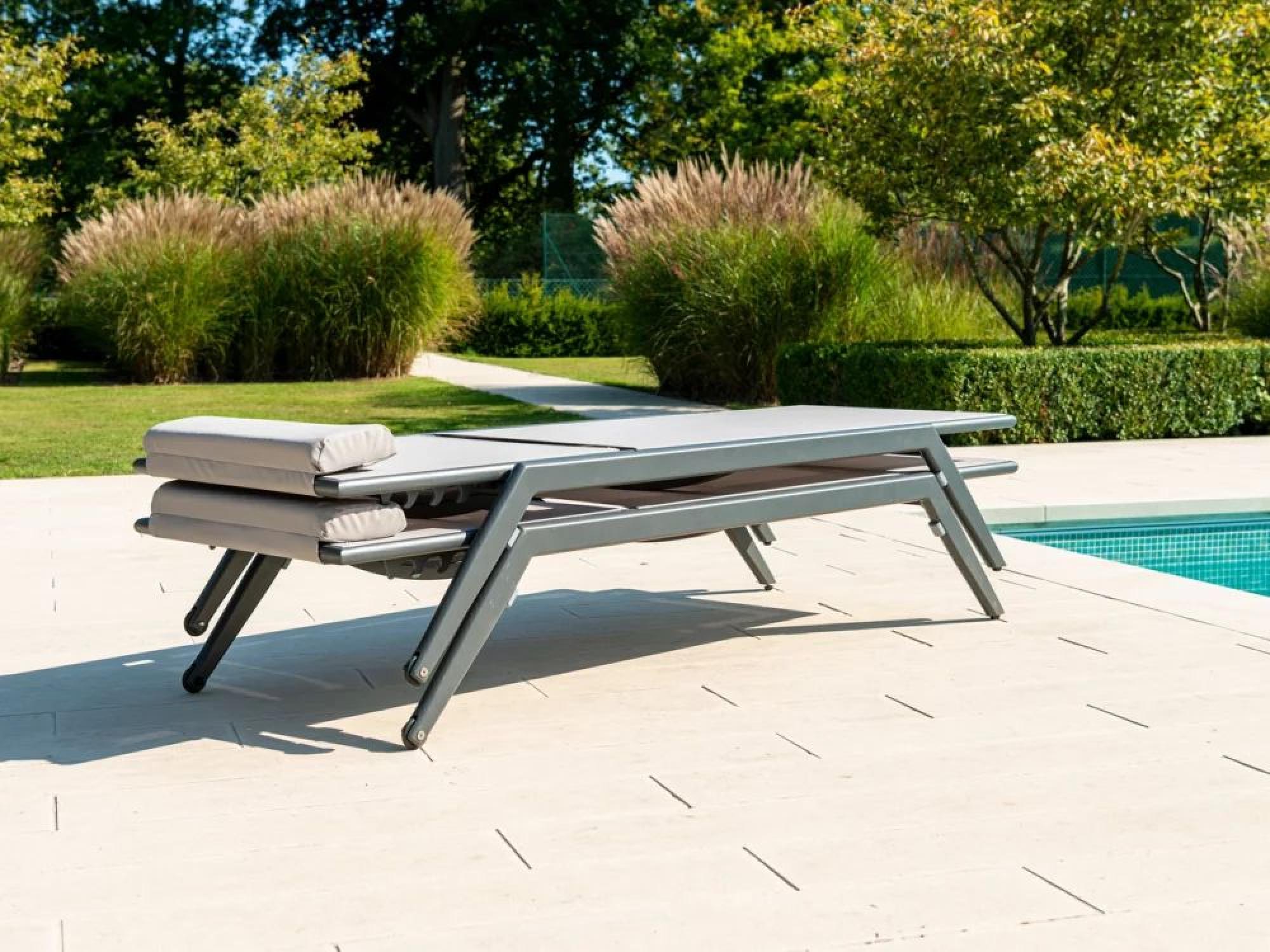 Product photograph of Alexander Rose Rimini Stacking Sling Sunbed from Choice Furniture Superstore.