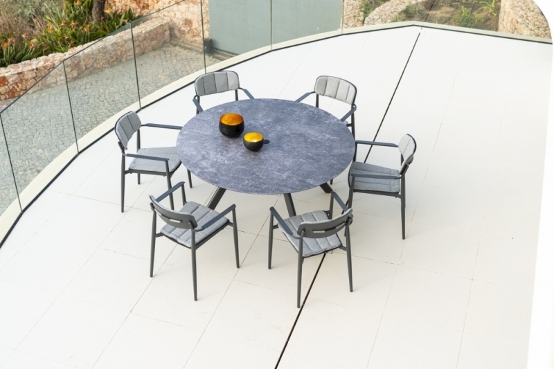 Product photograph of Alexander Rose Rimini 130cm Round Dining Table And 6 Armchairs from Choice Furniture Superstore.