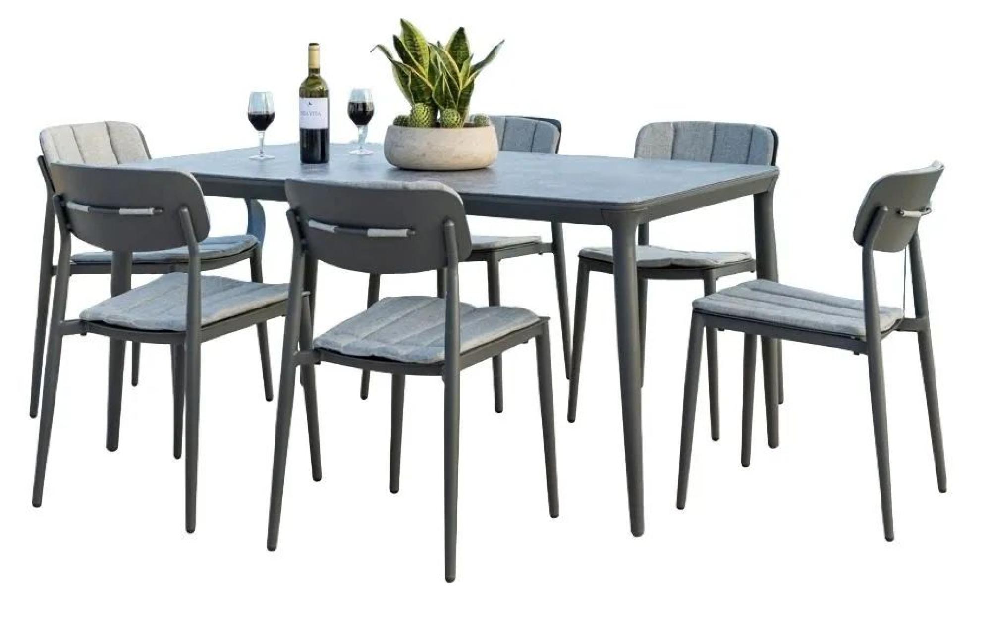 Product photograph of Alexander Rose Rimini 150cm Rectangular Dining Table And 6 Side Chairs from Choice Furniture Superstore.