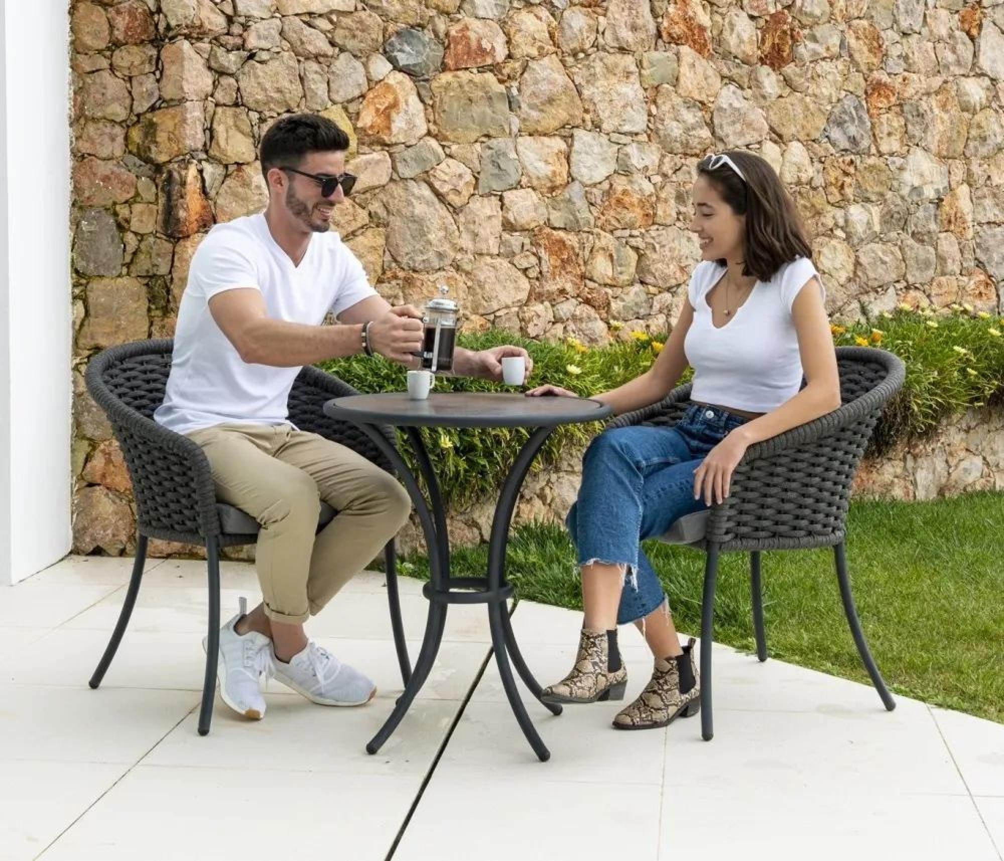 Product photograph of Alexander Rose Cordial Grey Bistro Table With Pebble Hpl Top from Choice Furniture Superstore.