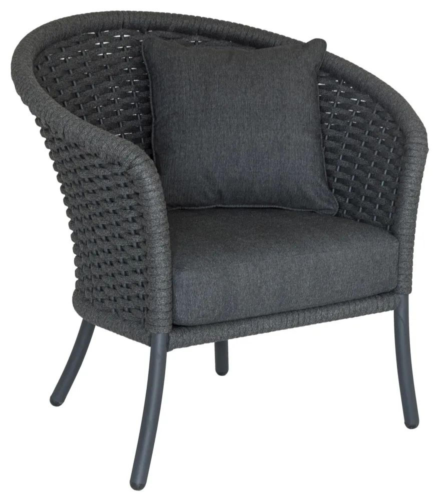 Product photograph of Alexander Rose Cordial Grey Rope Curved Top Lounge Chair With Cushion from Choice Furniture Superstore.