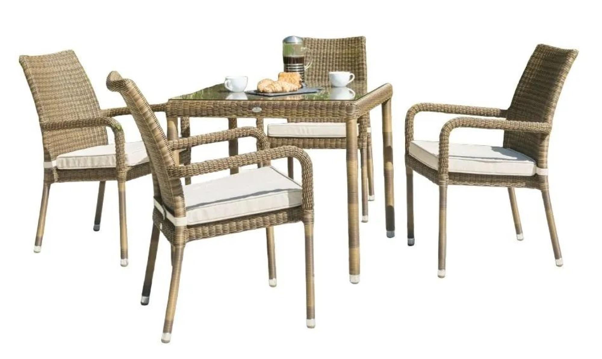 Product photograph of Alexander Rose San Marino 80cm Square Dining Table And 4 Stacking Amchair from Choice Furniture Superstore.