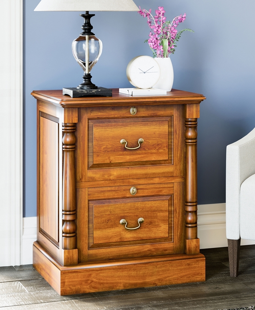 Product photograph of La Reine Mahogany 2 Drawer Filing Cabinet from Choice Furniture Superstore.