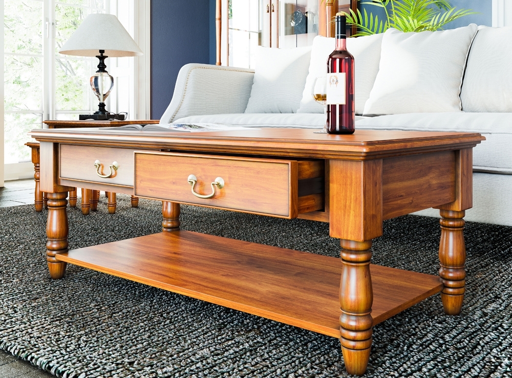 Product photograph of La Reine Mahogany 4 Drawer Coffee Table from Choice Furniture Superstore.