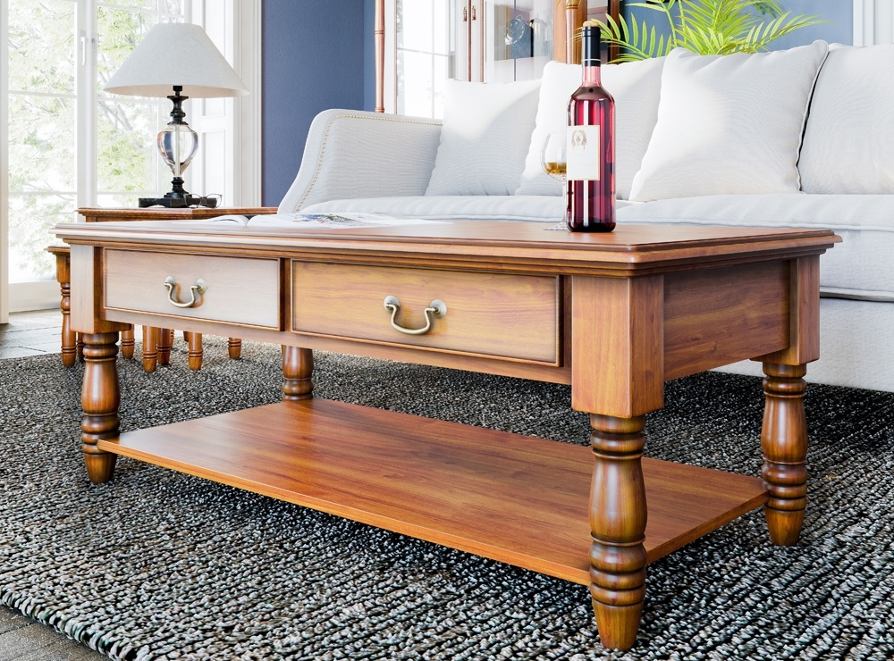 Product photograph of La Reine Mahogany 4 Drawer Coffee Table from Choice Furniture Superstore.