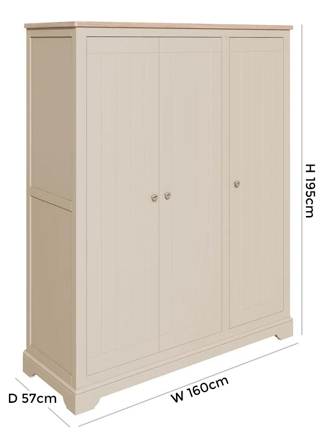 Product photograph of Harmony Cobblestone Painted Triple Wardrobe from Choice Furniture Superstore.