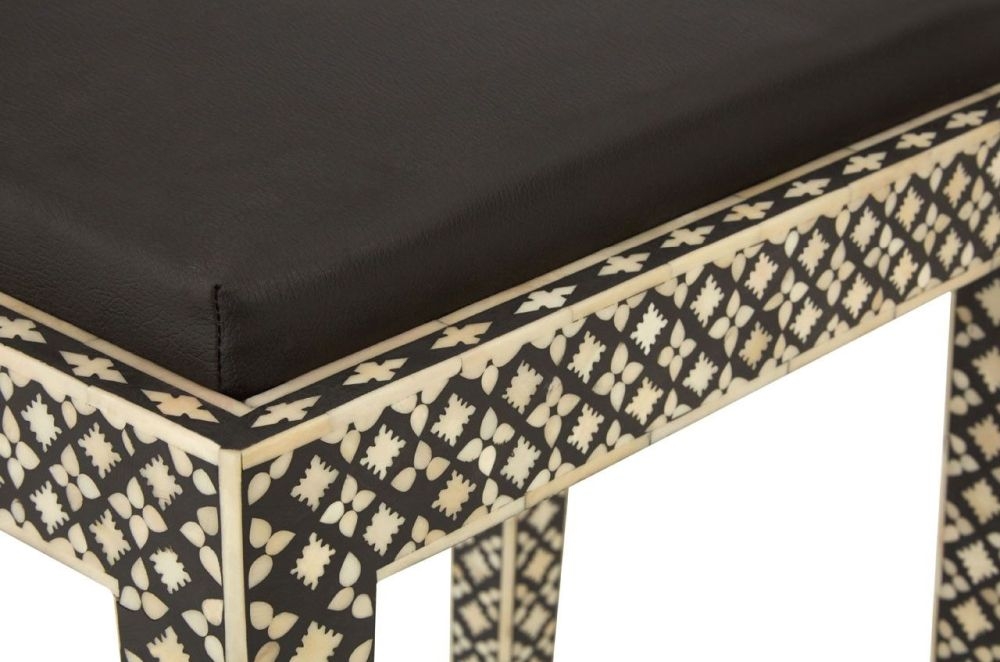 Product photograph of Enlow Sheesham Black And Cream Mother Of Pearl Stool from Choice Furniture Superstore.