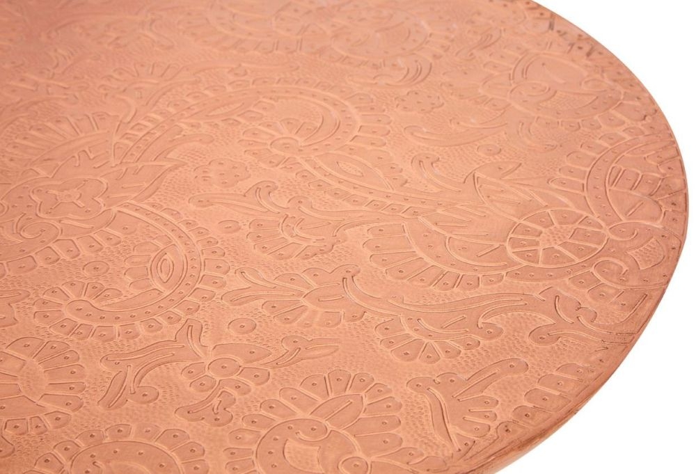 Product photograph of Enlow Sheesham Copper Carve Round Side Table from Choice Furniture Superstore.