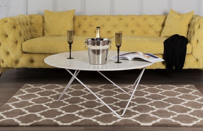 Product photograph of Enlow White Marble Top Round Coffee Table from Choice Furniture Superstore.