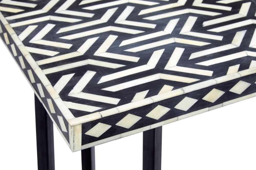 Product photograph of Enlow Black Bone Inlay Sheesham Console Table from Choice Furniture Superstore.