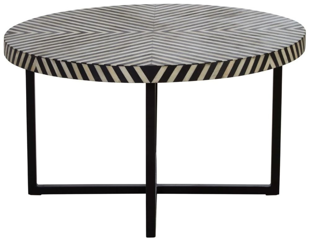 Product photograph of Enlow Sheesham Black Bone Inlay Cross Base Coffee Table from Choice Furniture Superstore.