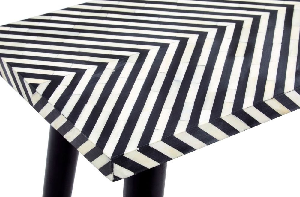 Product photograph of Enlow Black And White Bone Inlay Sheesham Console Table from Choice Furniture Superstore.