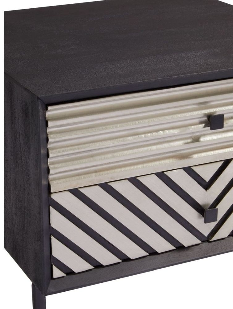 Product photograph of Enlow Black Mango Wood Bedside Table from Choice Furniture Superstore.