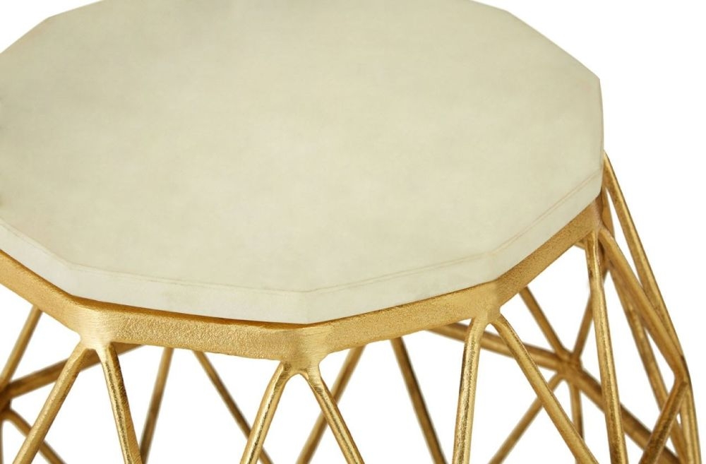 Product photograph of Bridgton Marble And Gold Side Table from Choice Furniture Superstore.