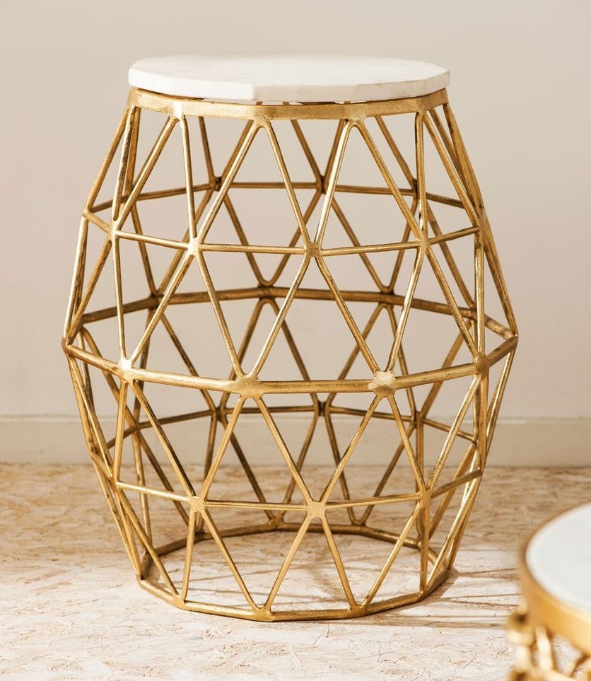Product photograph of Bridgton Marble And Gold Side Table from Choice Furniture Superstore.