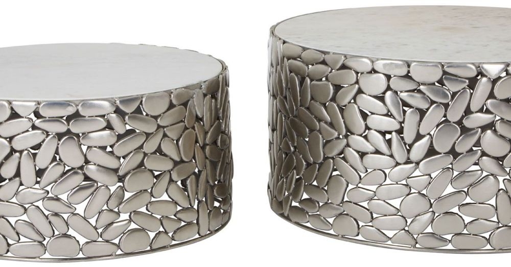 Product photograph of Bridgton Antique Pewter Side Tables Set Of 2 from Choice Furniture Superstore.