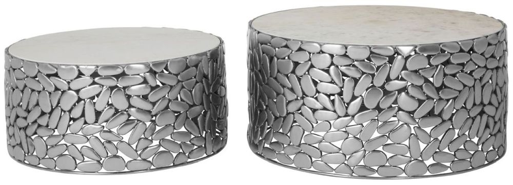 Product photograph of Bridgton Antique Pewter Side Tables Set Of 2 from Choice Furniture Superstore.