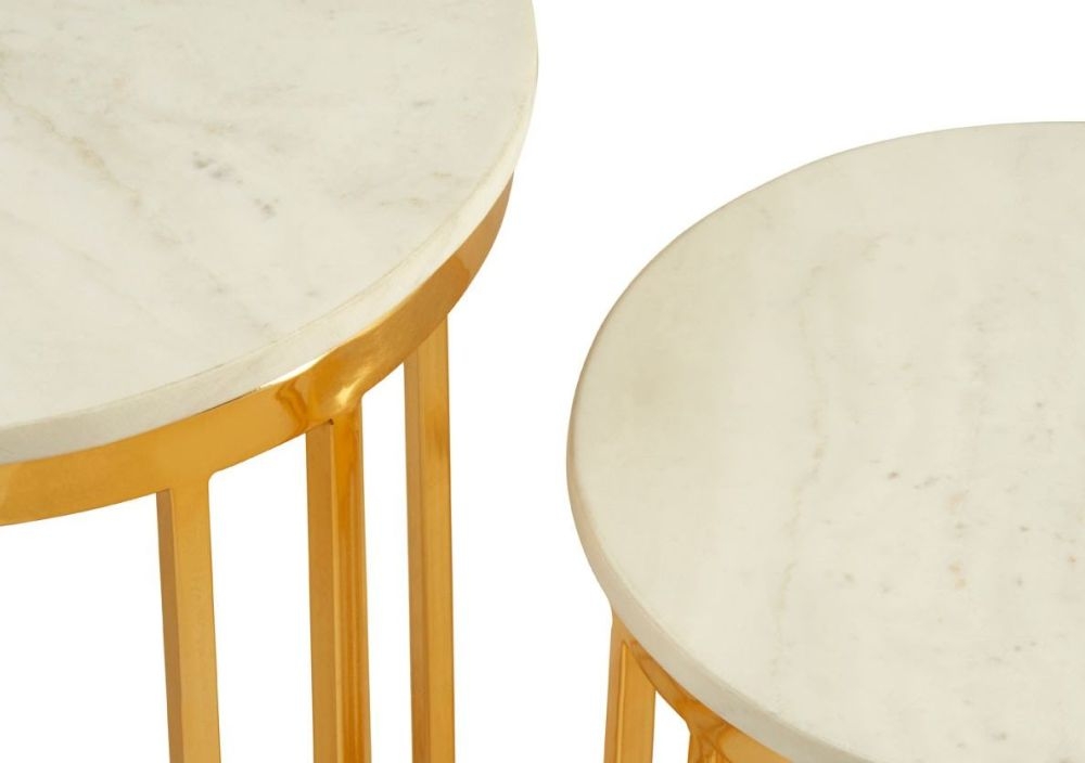 Product photograph of Bridgton White Marble And Gold Linear Side Tables Set Of 2 from Choice Furniture Superstore.
